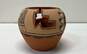 Native American Pottery and Textile Small Rug Vintage Pueblo Vase Signed Jemez image number 3