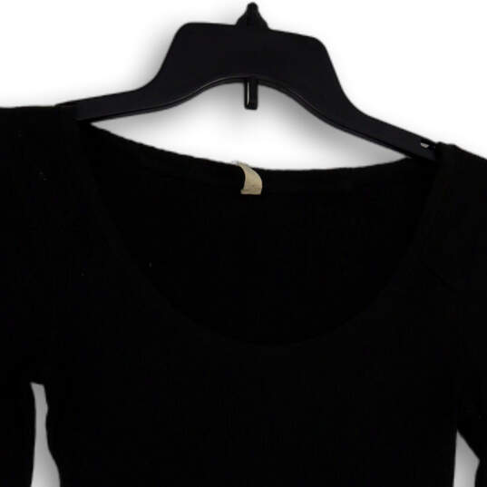 Womens Black Masquerade Cuff Long Sleeve Pullover Blouse Top Size XS image number 3