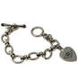 Designer Juicy Couture Silver-Tone Link Chain Toggle Clasp Charm Bracelet image number 2