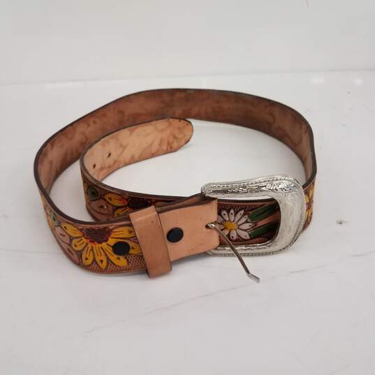 Hand Tooled Leather Belt image number 1