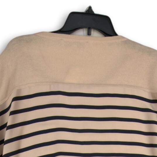 NWT Womens Pink Striped Round Neck Long Sleeve Pullover Sweater Size XL image number 4