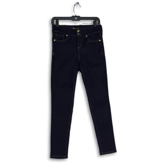 Womens Dark Blue Denim 5 Pockets Design Mid-Rise Skinny Jeans Size 8P image number 1