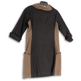 Womens Black Brown Long Sleeve Pockets Cowl Neck Sweater Dress Size 10 alternative image