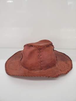 Women Handmade Brown Leather Hat used (unbranded) alternative image