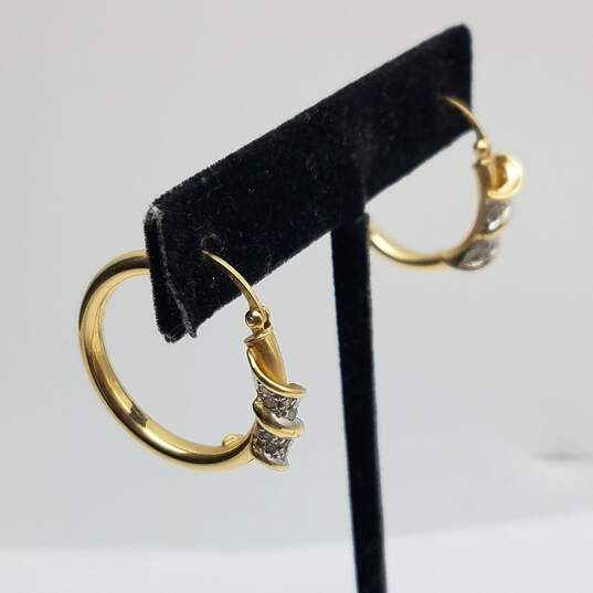 AD 14k Gold Diamond Hoop Earrings 3.7g image number 2