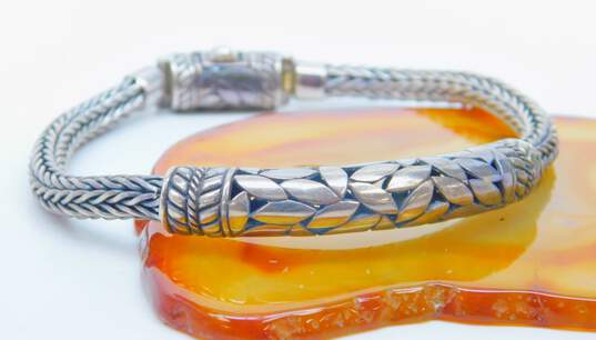 Annika Witt Sterling Silver Leaf Design Wheat Chain Bracelet 27.6g image number 1