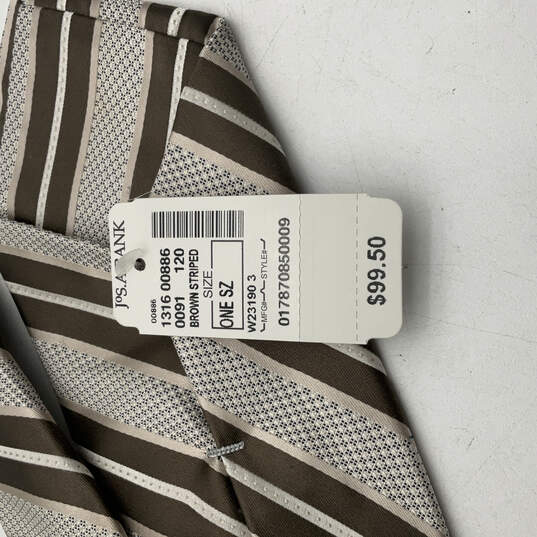 NWT Mens Brown Beige Striped Adjustable Four In Hand Pointed Necktie Sz OS image number 3