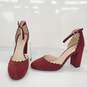 Marc Fisher Smiliy Scalloped Leather Heels Pumps Maroon Women's Size 7.5 image number 2