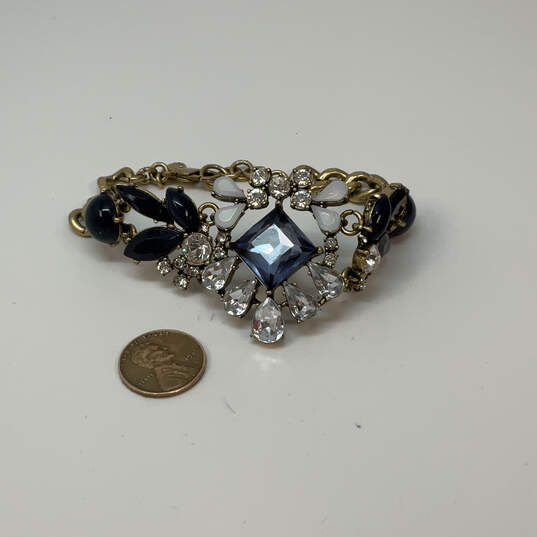 Designer J. Crew Gold-Tone Multicolor Crystal Cut Stone Chain Bracelet image number 2