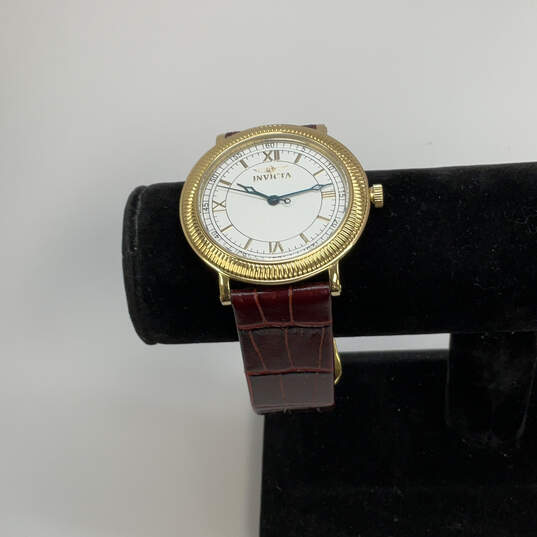 Designer Invicta Gold-Tone Round Dial Adjustable Strap Analog Wristwatch image number 1