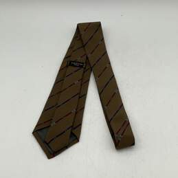 Mens Olive Green Striped Silk Adjustable Four-In-Hand Short Pointed Neck Tie alternative image
