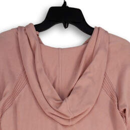 Womens Pink Kangaroo Pocket Ribbed Hem Long Sleeve Pullover Hoodie Size XS