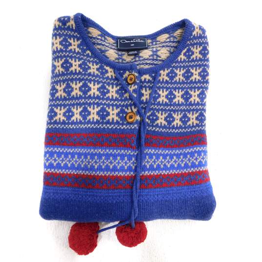 Oscar De La Renta 100% Virgin Wool Blue Sweater Girl's Youth Dress Size 14Y image number 12