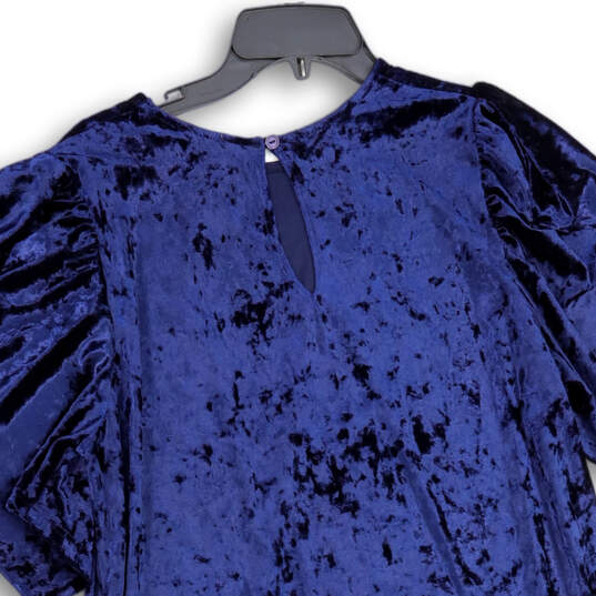 NWT Womens Purple Velvet Puff Sleeve Back Keyhole Sheath Dress Size Large image number 4