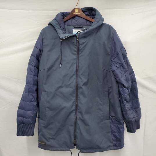 Columbia Sportswear WM's 100% Polyester & Nylon Hooded Blue Parka 1X image number 1