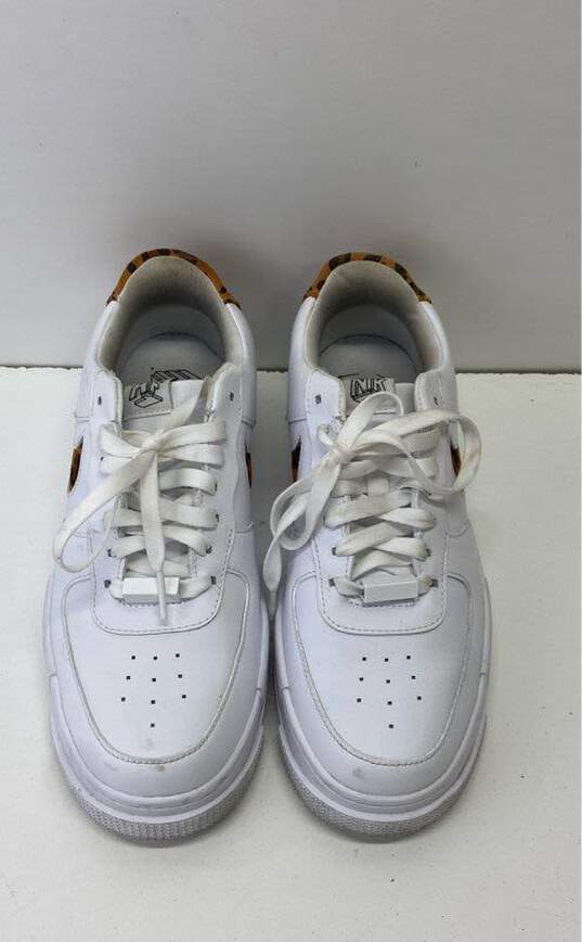 Nike AF 1 Low Pixel SE Women's White Sneakers with Leopard Print Swoosh Sz. 8.5 image number 6