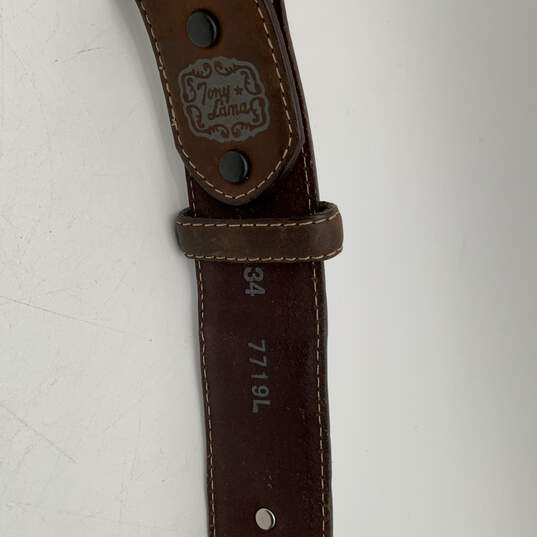Mens 7719L Brown Leather Embroidered Studded Buckle Western Belt Size 34 image number 3