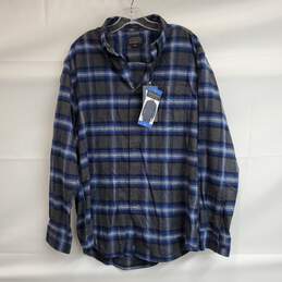 Pendleton Shirt Mens L Flannel Charcoal/ Blue Plaids Button Down With Tag
