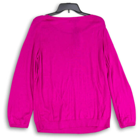 NWT Womens Magenta Round Neck Long Sleeve Pullover Sweater Size Large image number 2