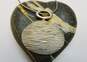 Signed M 925 & 18K Gold Accent Modernist Textured & Open Oval Pendant Necklace image number 3