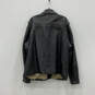 Mens Black Leather Collared Long Sleeve Full-Zip Motorcycle Jacket Size 3XL image number 2