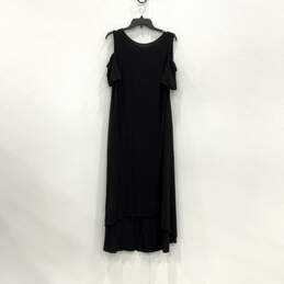 Womens Black Round Neck Cold Shoulder Pullover Maxi Dress Size 14/16