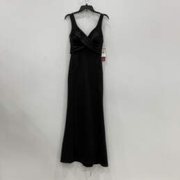 NWT Womens Black Pleated Sleeveless V-Neck Back Zip Maxi Dress Size Medium
