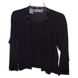 Womens Black Holiday Long Sleeve Open Front Cardigan Sweater Size Large alternative image