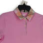 Womens Pink Spread Collar Short Sleeve Polo Shirt Size S (6-8) image number 3