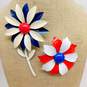 Vintage Americana Mod Flower Red White & Blue Jewelry 145.4g image number 4