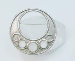 Artisan 925 Sterling Silver Circle Cutout Resin Brushed Brooch Pin 26.8g