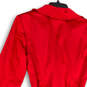 Womens Red Long Sleeve Ruffle Notch Lapel Belted Button Front Jacket Size M image number 4