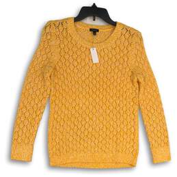 NWT Talbots Womens Yellow Knitted Crew Neck Long Sleeve Pullover Sweater Size XS