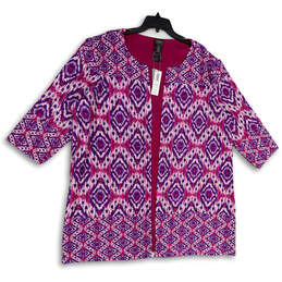 NWT Womens Multicolor Fair Isle 3/4 Sleeve Open Front Cardigan Sweater Sz 4