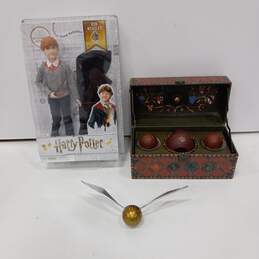 Lot of Harry Potter Quidditch Box Set & Ron Weasley Action Figure IOB