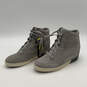 Womens Out 'N About NL4443-081 Gray White Suede Lace-Up Booties Size 10 image number 3
