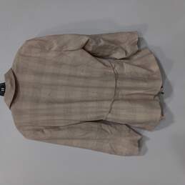 Women's Cream Plaid Suit Jacket Size 16 NWT alternative image