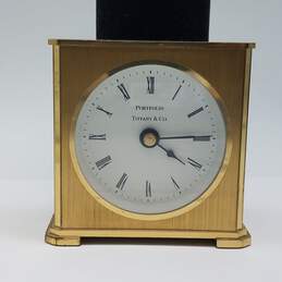 Tiffany & Co 74mm Portfolio Brass Quartz Desk Watch 348g