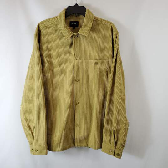 Huf Men Green Corduroy Button Up L NWT image number 1