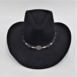 Harley Davidson Black Wool Cowboy Hat Size Large