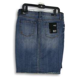 NWT KUT Womens Blue Denim Medium Wash Distressed Connie Mini Skirt Size 10 alternative image