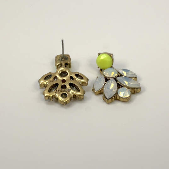 Designer J. Crew Gold-Tone Clear Rhinestone Pierced Drop Earrings image number 3