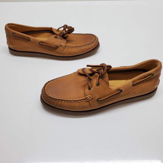 MEN'S SPERRY TOP SIDER 'GOLD CUP' TAN LEATHER LOAFERS SIZE 10.5 image number 1