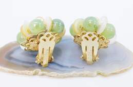 Vintage Alice Caviness Green Glass & Mother Of Pearl Clip Earrings 12.8g alternative image