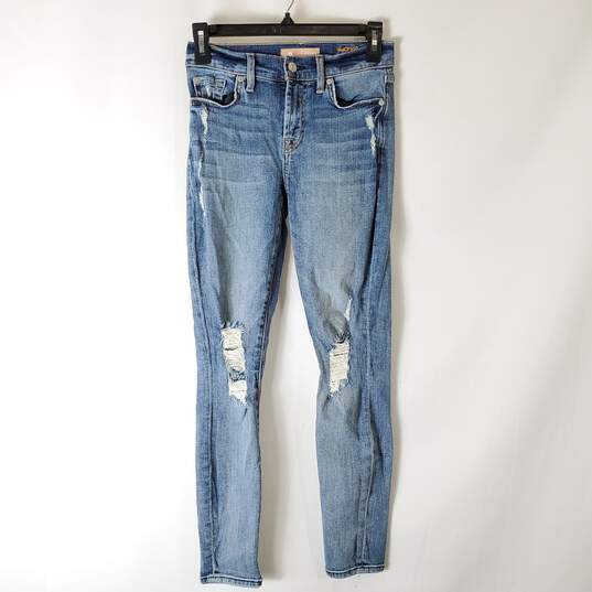 Seven7 Women Mid Wash Distressed Skinny Jeans sz 24 image number 1