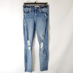 Seven7 Women Mid Wash Distressed Skinny Jeans sz 24