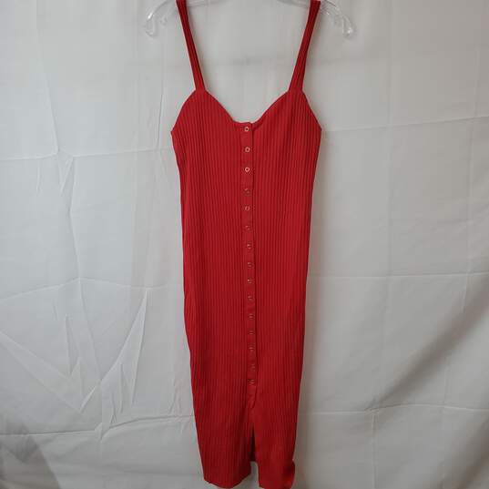 Zara Red Ribbed Sleeveless Dress Size M image number 1