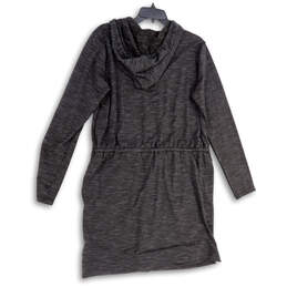 Womens Black Heather Long Sleeve Drawstring Hooded Sweater Dress Size L alternative image