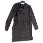 Womens Black Heather Long Sleeve Drawstring Hooded Sweater Dress Size L image number 2