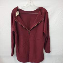 Michael Kors Women's Burgundy Long Sleeve 1/3 Zip Shirt Size M alternative image